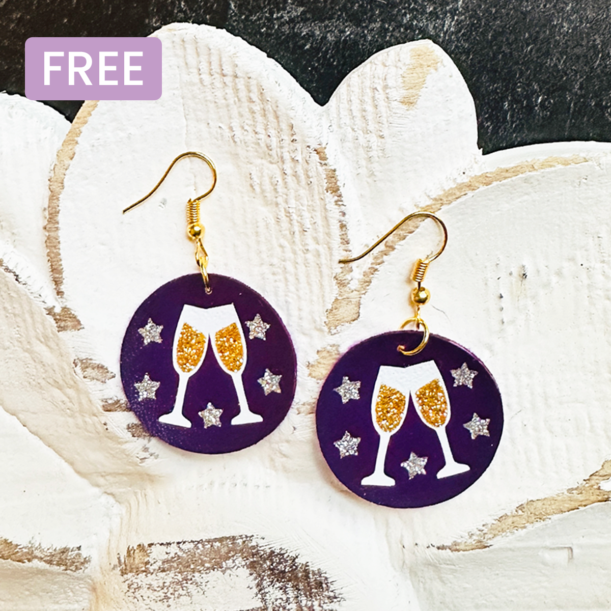 New Year’s Eve Champagne Glass Earrings