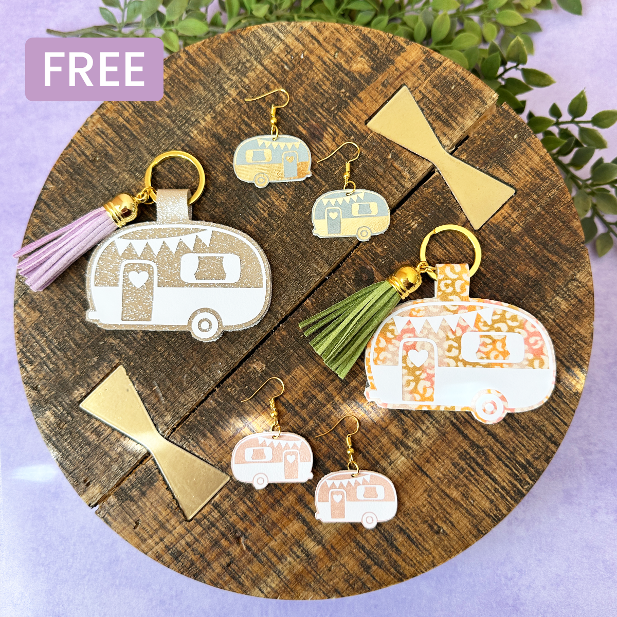 Vintage Camper Keychain & Earrings