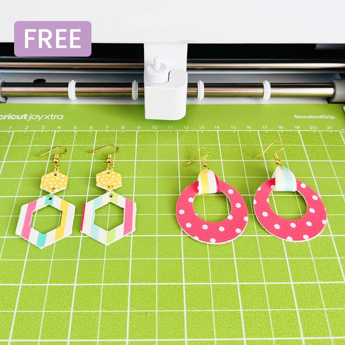 Dangle Hexagon & Tab and Circle Earrings