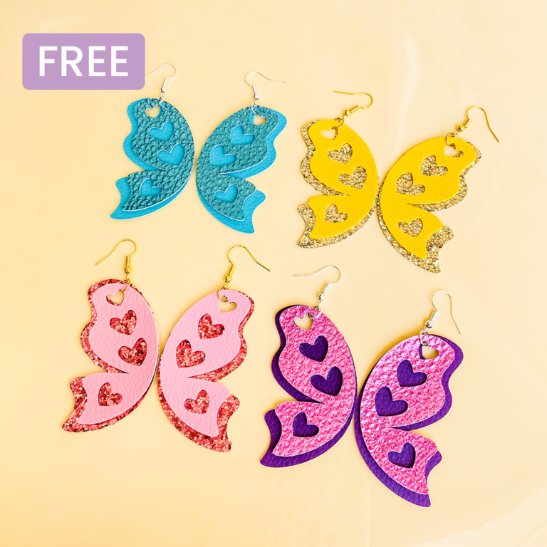 Heart Butterfly Wing Earrings