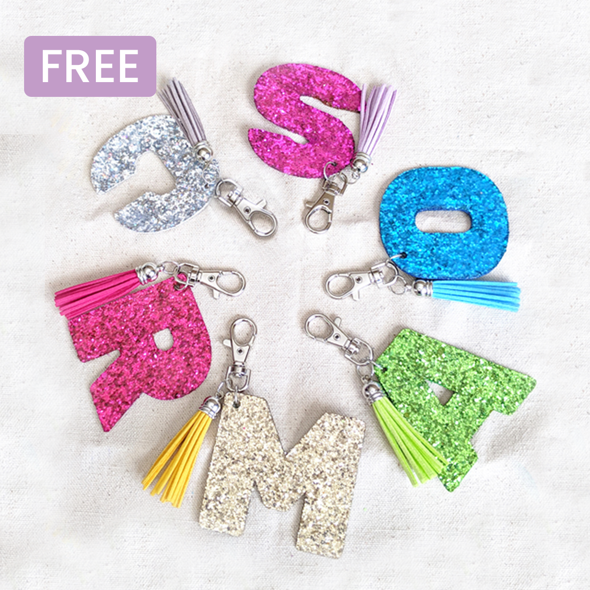 Glitter Initial Keychains