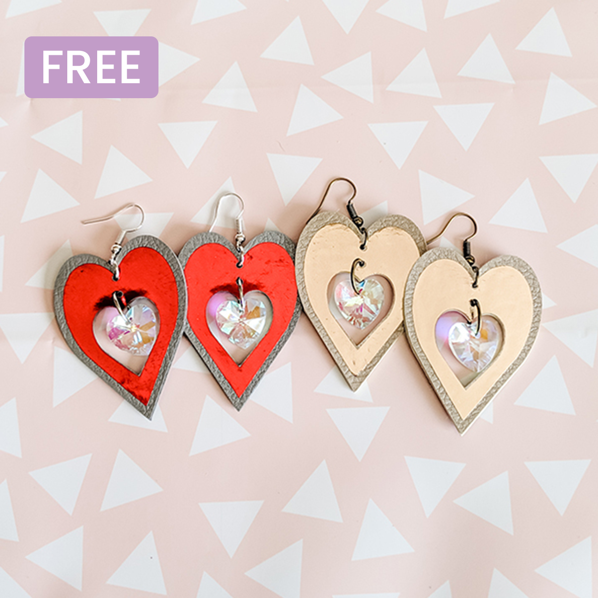 Heart Crystal Charm Earrings