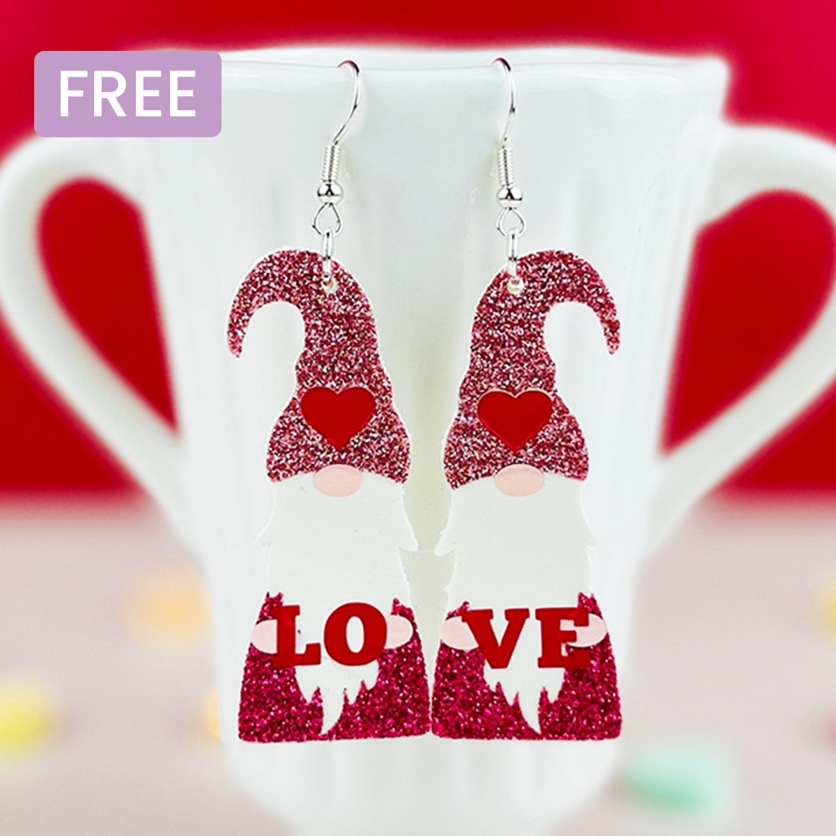 Valentine’s Day Gnome Earrings