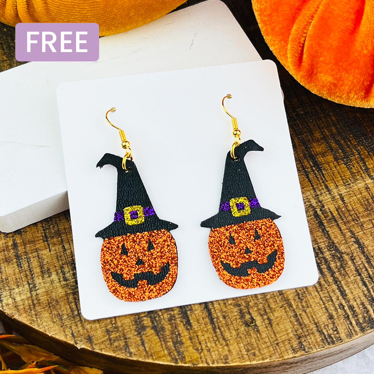 Jack O’Lantern Witch Hat Earrings
