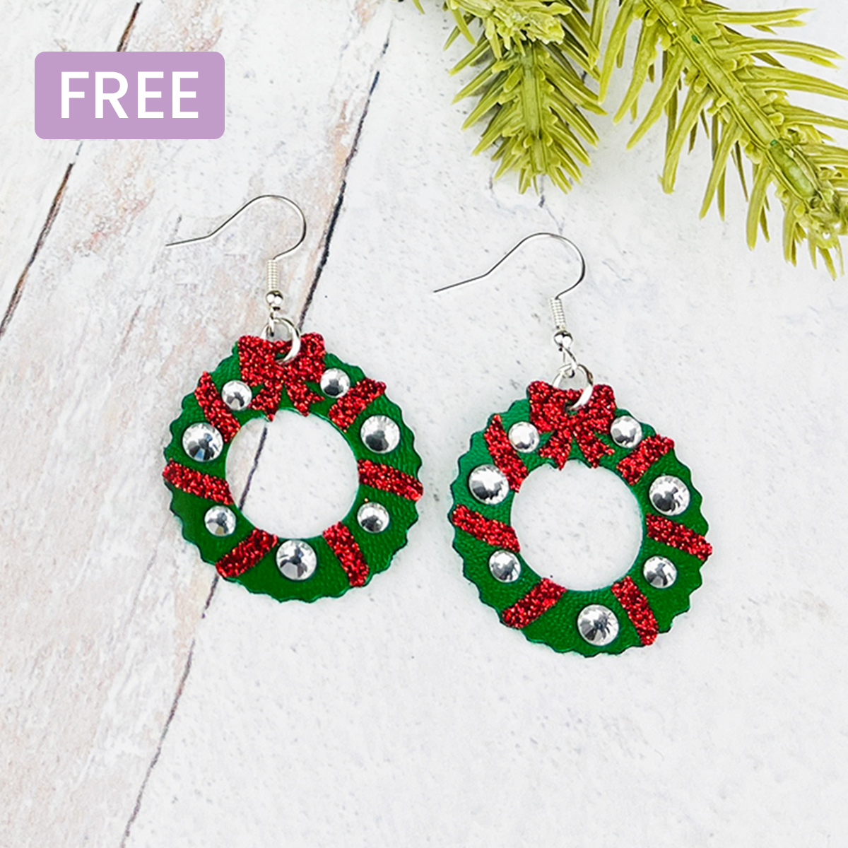 Decorated Christmas Wreath Earrings
