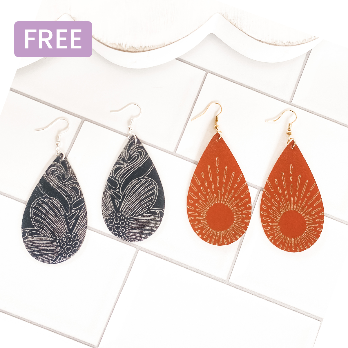 Foiled Faux Leather Earrings #2